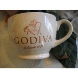 3 Godiva Belgium 1926 Chocolate Coffee Cups Mugs Coastal White Gold Trim